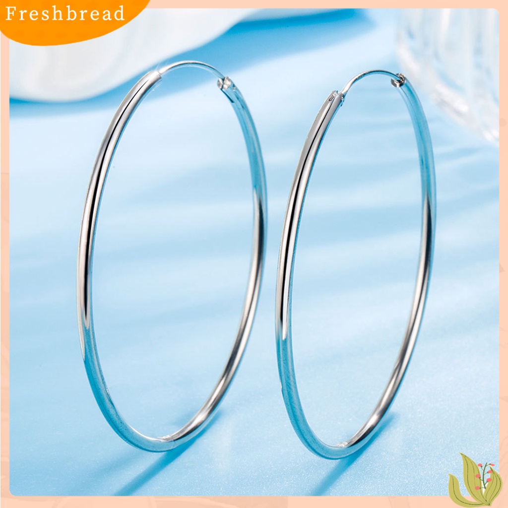 &lt; Freshbread &gt; 1pasang Cincin Telinga Elegan Menawan Berlebihan Permukaan Halus Lingkaran Besar Pengerjaan Halus Geometris Oversized Anting Hoop Besar Untuk Pacaran