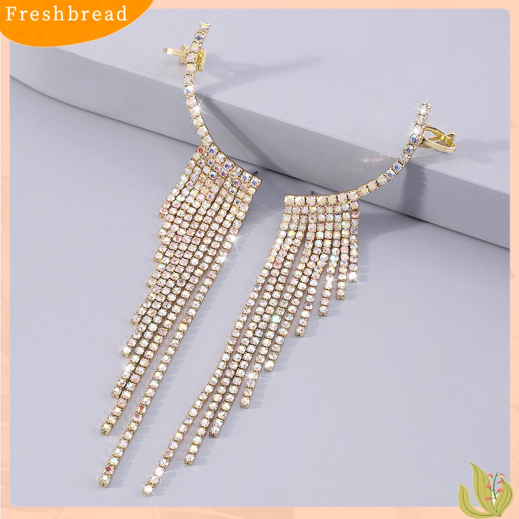 &lt; Freshbread &gt; 1pasang Drop Earrings Mutilayer Jumbai Berlian Imitasi Perhiasan Berlebihan Anting Menjuntai Panjang Atau Perjamuan