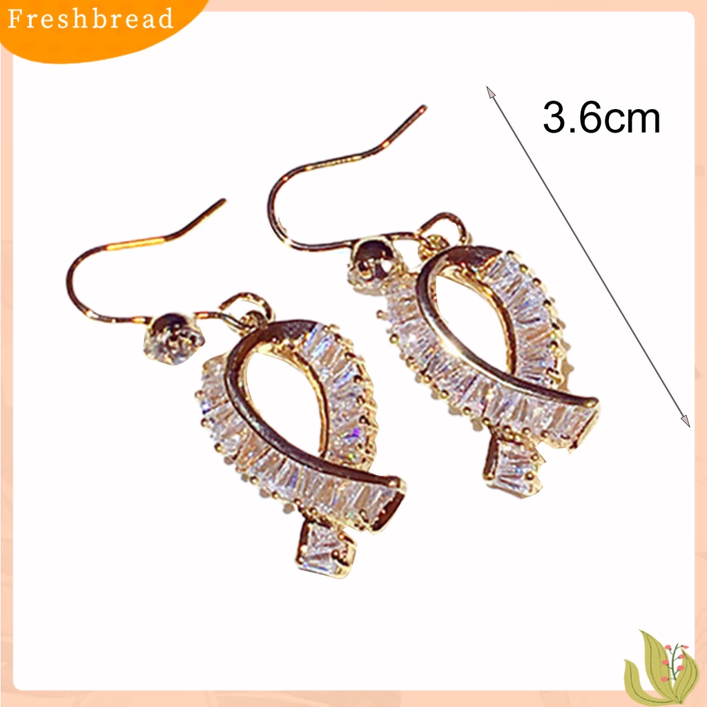 &lt; Freshbread &gt; 1pasang Anting Kait Ikatan Simpul Berlian Imitasi Perhiasan Halus Tahan Lama Drop Earrings Untuk Pakaian Sehari-Hari