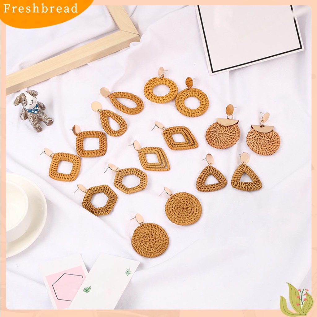 &lt; Freshbread &gt; 1pasang Anting Wanita Handmade Geometris Vintage Ringan Elegan Menjuntai Earrings Untuk Perjamuan