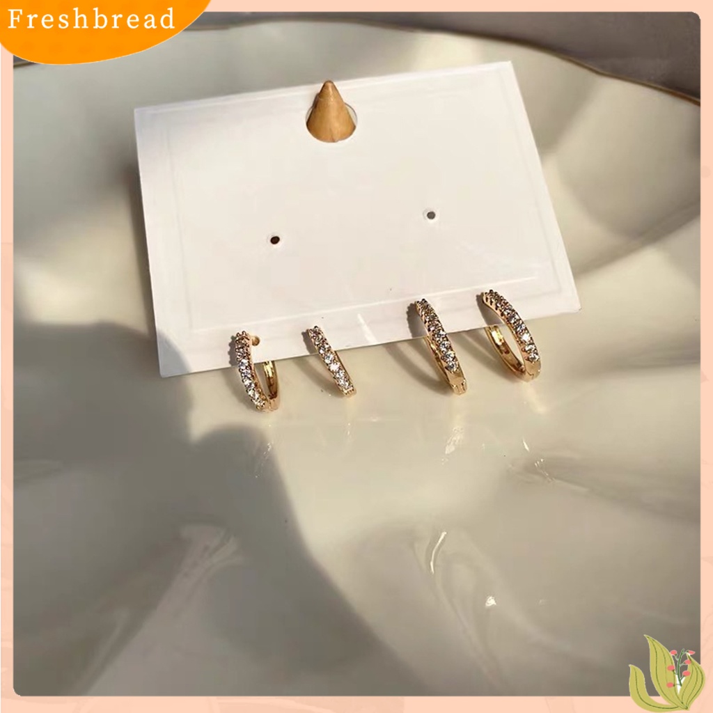 &lt; Freshbread &gt; Anting Wanita Berlian Imitasi Simple Mini Piercing Hoop Studs Earlobe Tragus Lingkaran Untuk Perempuan