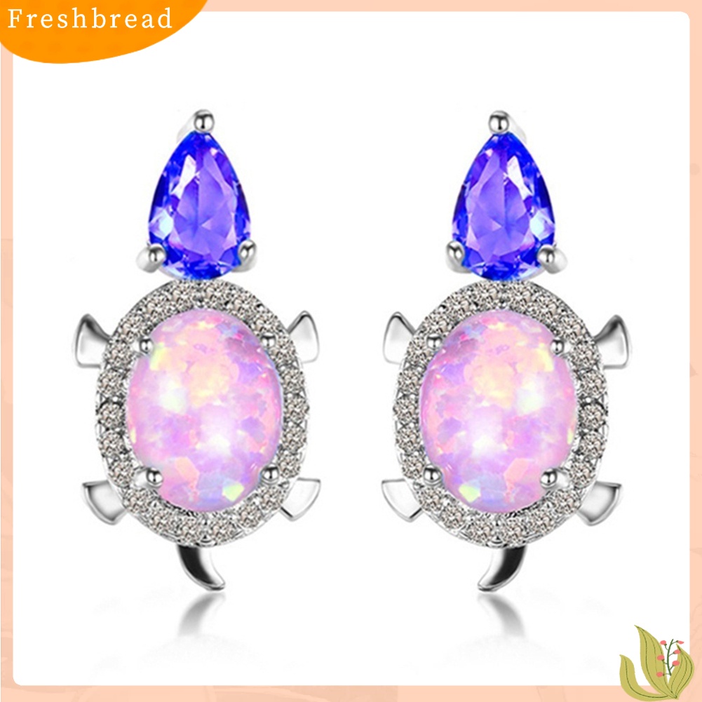 &lt; Freshbread &gt; Fashion Wanita Kura-Kura Imitasi Opal Berlian Imitasi Ear Stud Earrings Perhiasan Pesta