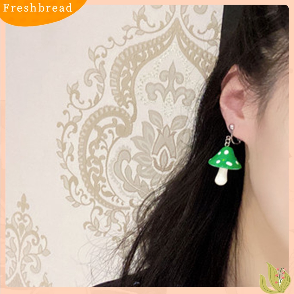 &lt; Freshbread &gt; 1pasang Anting Jamur Perhiasan Aksesoris Hadiah Resin Simulasi Jamur Panjang Liontin Anting Untuk Anniversary