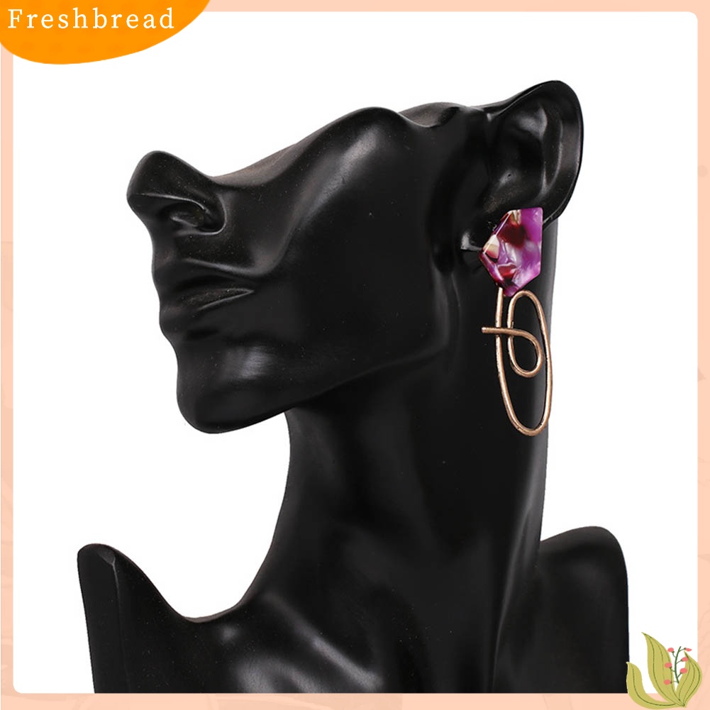 &lt; Freshbread &gt; Wanita Geometris Tidak Teratur Asimetris Berliku Menjuntai Stud Earrings Perhiasan Hadiah