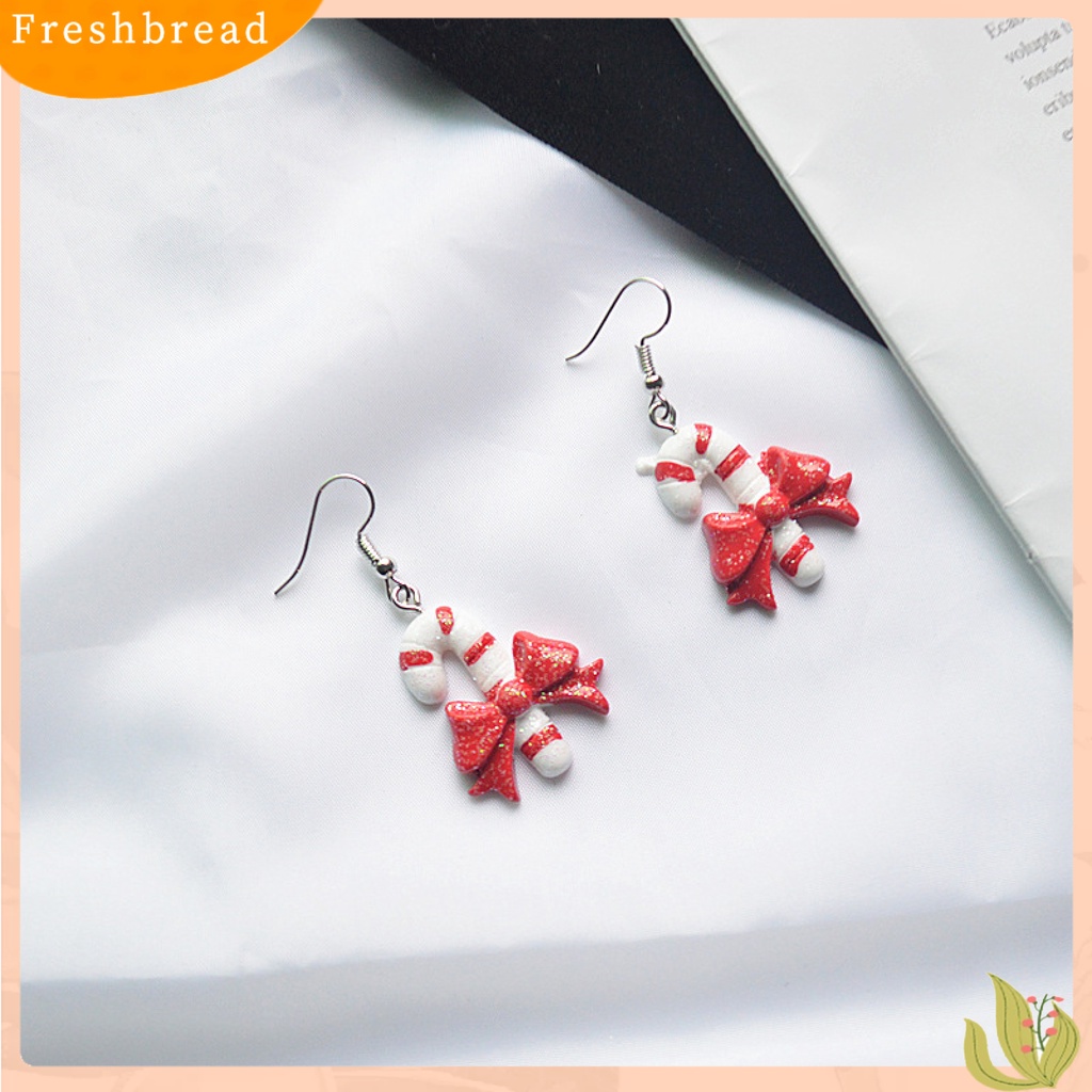 &lt; Freshbread &gt; 1pasang Anting Menjuntai Santa Claus Lucu Wanita Topi Kartun Liontin Anting Kait Untuk Natal