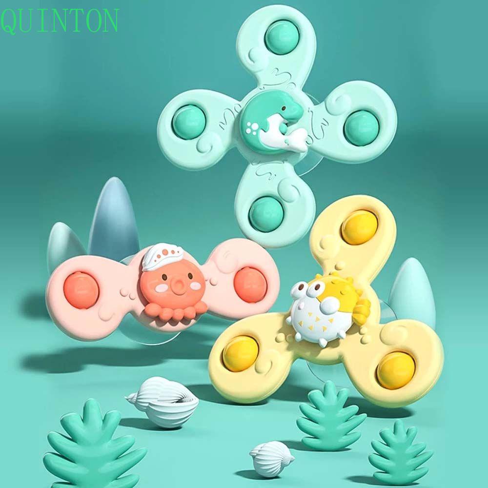 QUINTON Children 2 to 4 Years Baby Fidget Toys 0 12 Months Bathtub Toys Spin Sucker Sensory Learn Baby Shower Toy Gyroscope Toddler Gifts Classic Teether Rattles Fidget Spinner/Multicolor