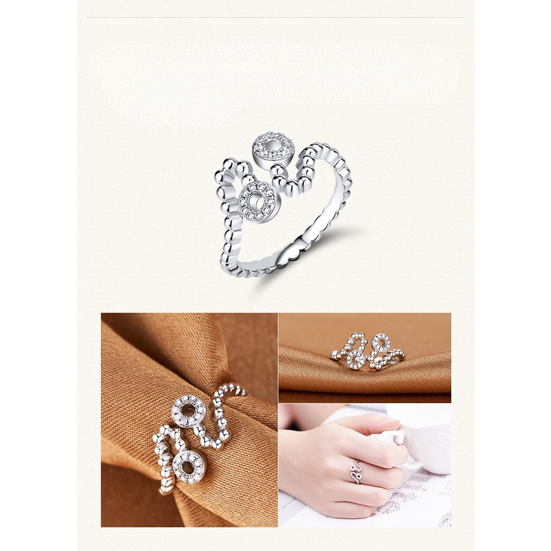 Goldkingdom Fashion Perhiasan Aksesoris Ready Stock Korea Fashion Perhiasan Perak Rasi Bintang Pembukaan Cincin Dua Belas Rasi Bintang Cincin Berlapis Dengan Platinum Dan Perhiasan Perak.