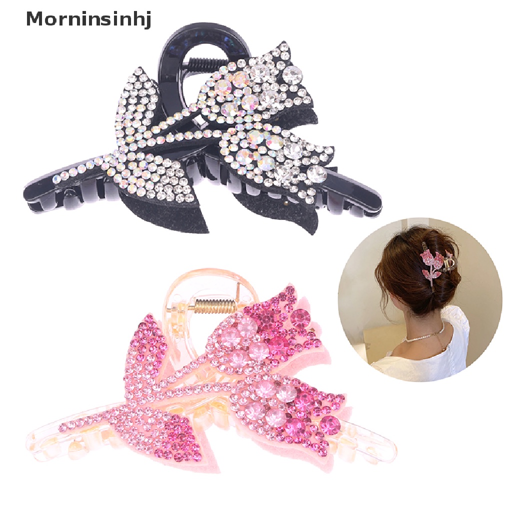 Mornin French Tulip Rhinestone Hair Claw Penjepit Cakar Bentuk Bunga Elegan Untuk Wanita id