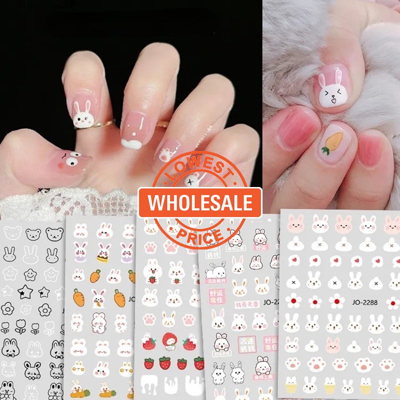 [Harga Grosir] [Unggulan] Cute Bear Nail Art Stiker Perekat Diri Timbul Kartun Manicure Bunny Wortel 3D Sticker DIY Manicure Dekorasi Aksesoris