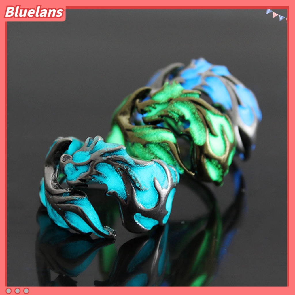 {in Stock} Cincin Pria Bercahaya Glow in The Dark Kepribadian Keren Cincin Naga Terbang Untuk Bar