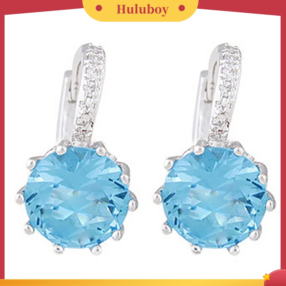 {Ready Stock} Wanita Fashion Berlapis Emas 9K Zirkon Berlian Imitasi Huggie Earrings Perhiasan Hadiah