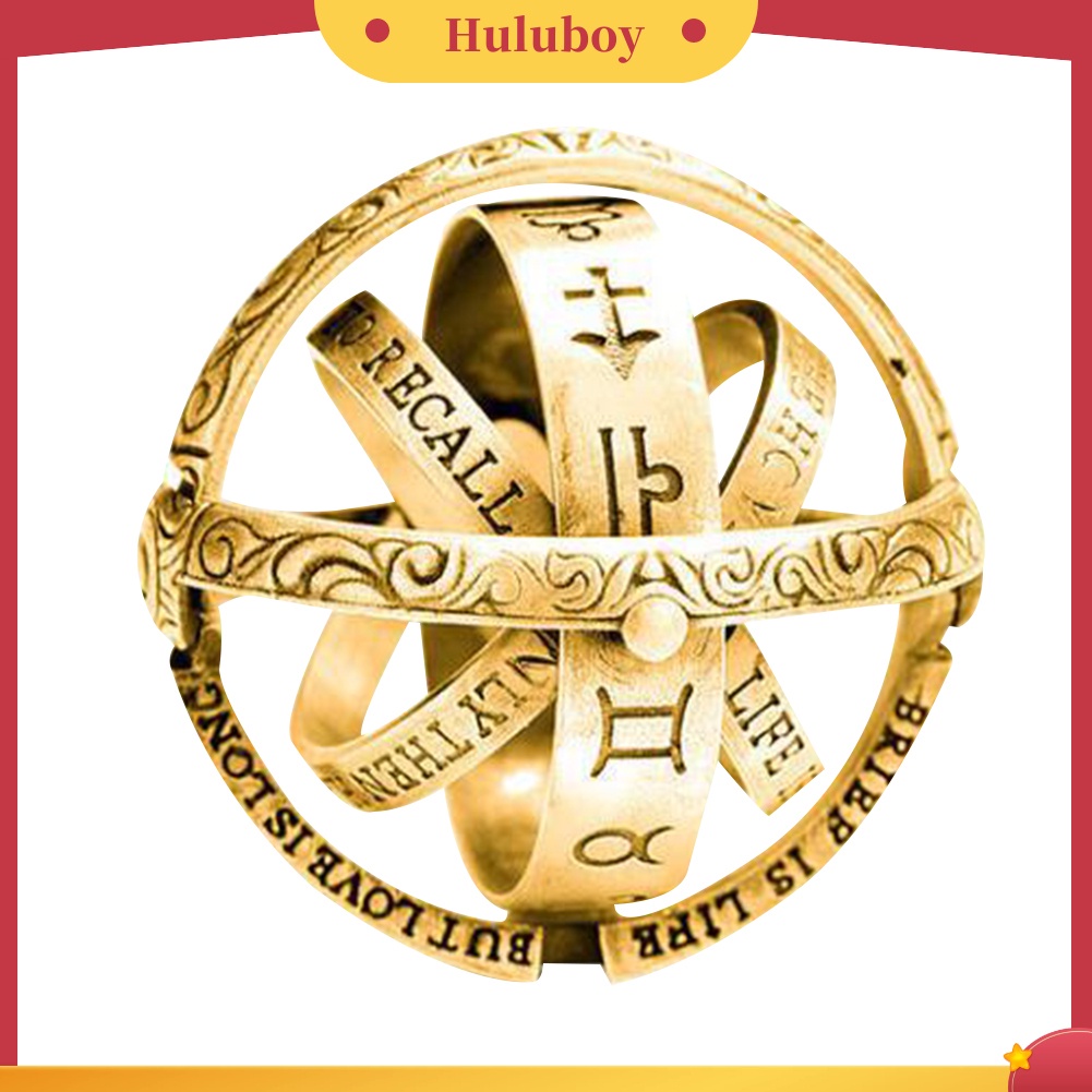 {Ready Stock} Fashion Wanita Pria Berongga Astronomi Bola Timpa Transformasi Tellurion Ring