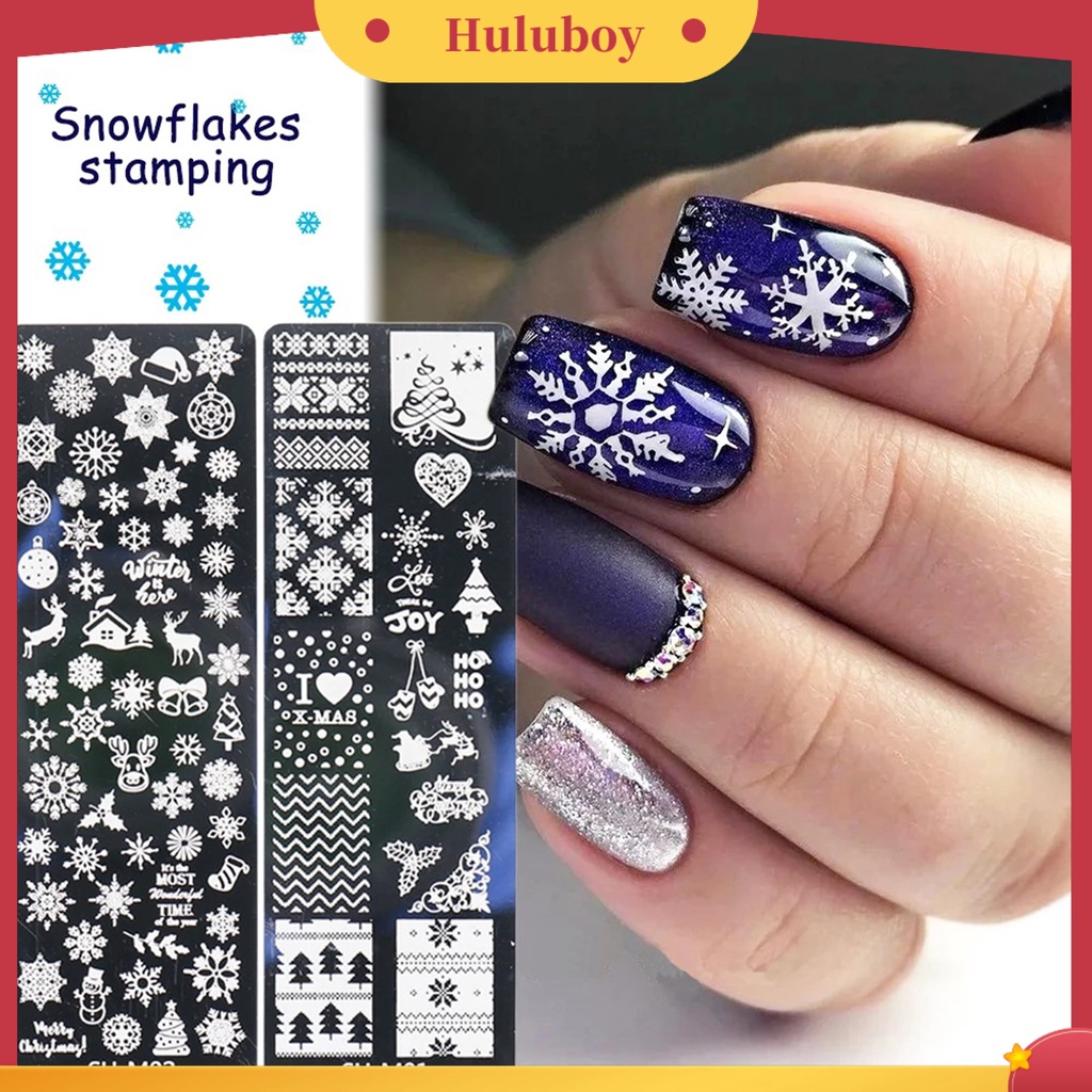 {In Stock} Cetakan Manicure Printing Mudah Digunakan Stainless Steel Tahan Karat Natal Nail Template Manicure Stamping Plate Untuk Anak Perempuan