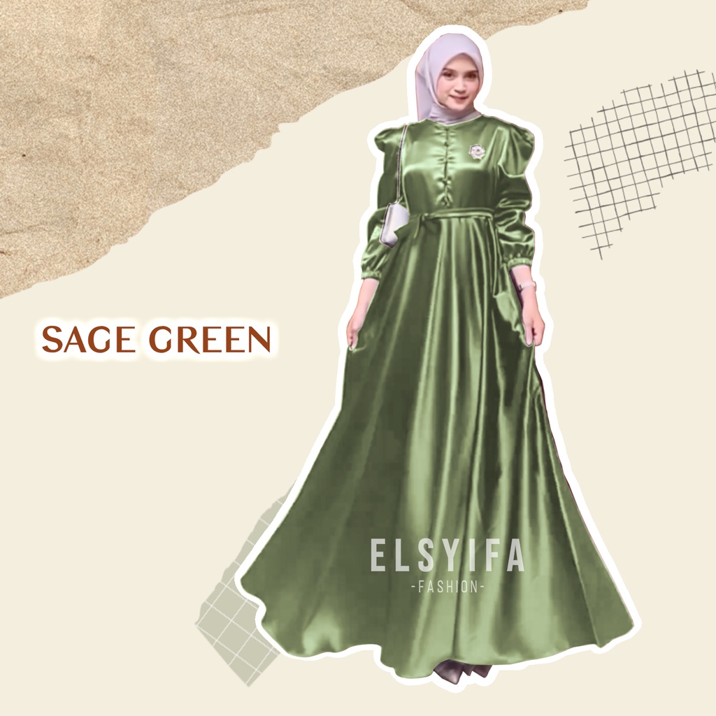 AISYAH DRESS VIRAL BAJU LEBARAN KONDANGAN SATIN VELVET + FREE BROSS BY ELSYIFA FASHION