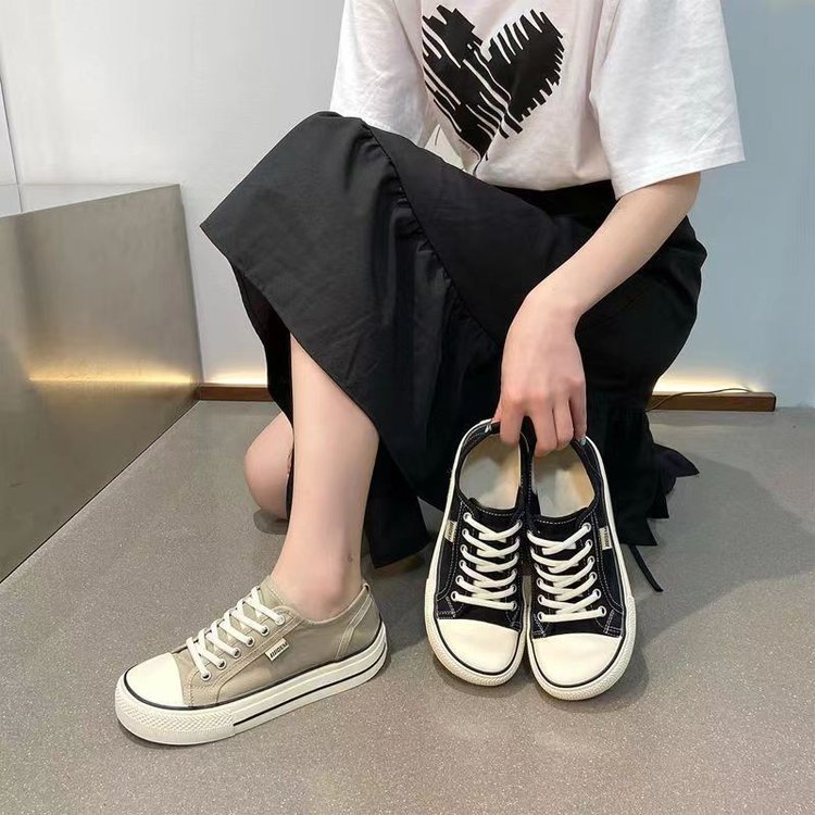 SHOEGALLERY  &quot;FREE BOX&quot;LV0273 Sepatu Kanvas Wanita Basic  Import Sneakers Kanvas Berwarna Gaya Korea