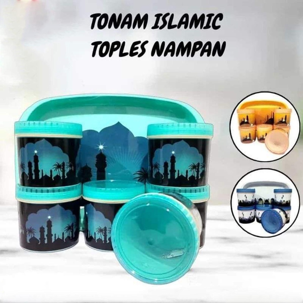 Toples Tobaki Calista Lebaran isi 6pcs Toples plus Nampan / Toples Set Nampan 7 in 1 Plastik / Tempat Wadah Kue Lebaran plus Nampan