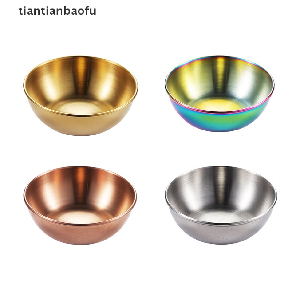 [tiantianbaofu] Piring Kecap Stainless Steel Bulat Piring Kecil Golden Sauce Seasoning Dish Butik