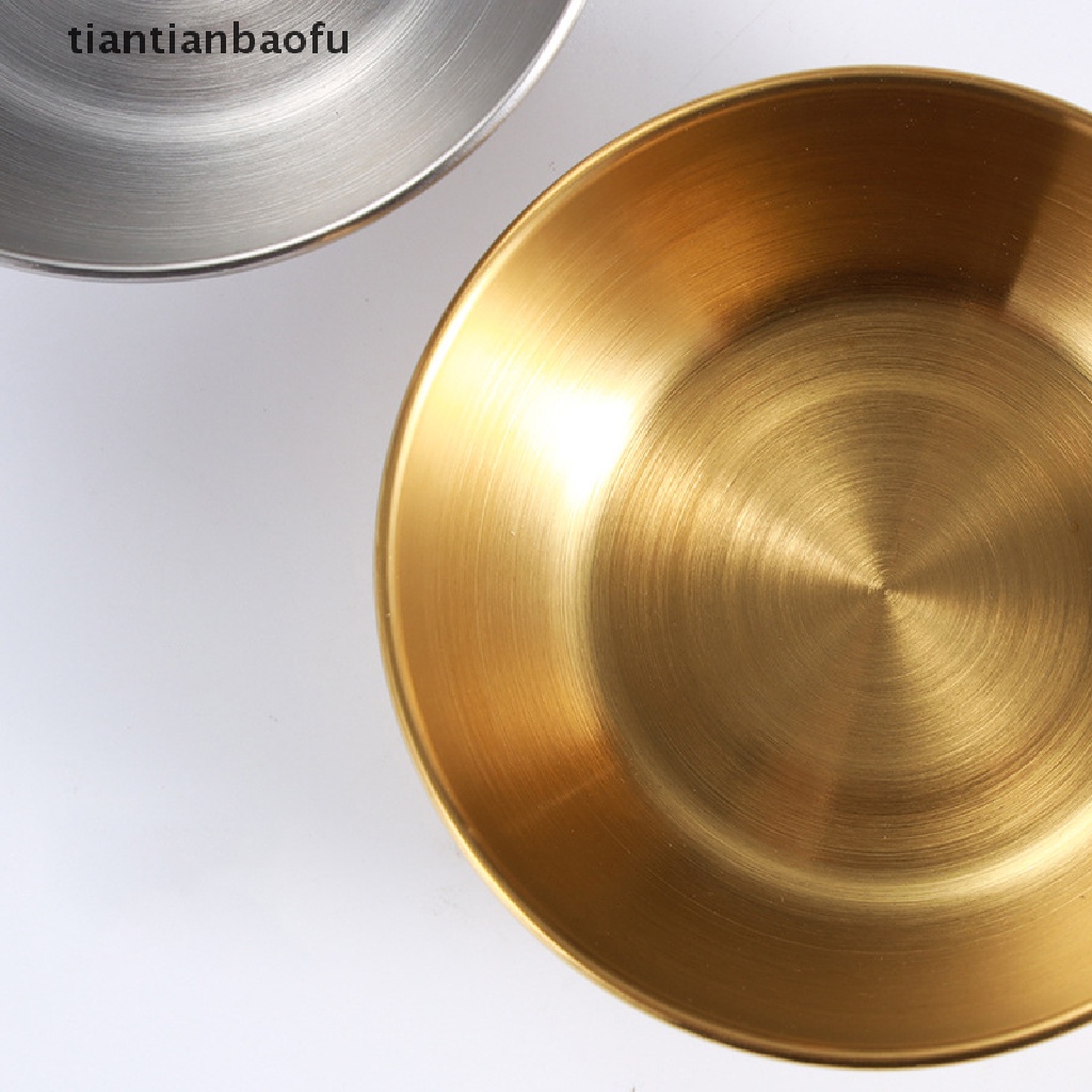 [tiantianbaofu] Piring Kecap Stainless Steel Bulat Piring Kecil Golden Sauce Seasoning Dish Butik