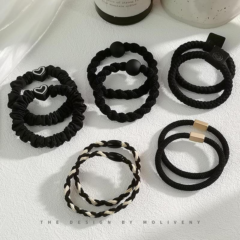 10pcs/set Tali Kepalahair Karet Gelang Perempuan Tinggi Elastis Tali Rambut Fashion Rambut