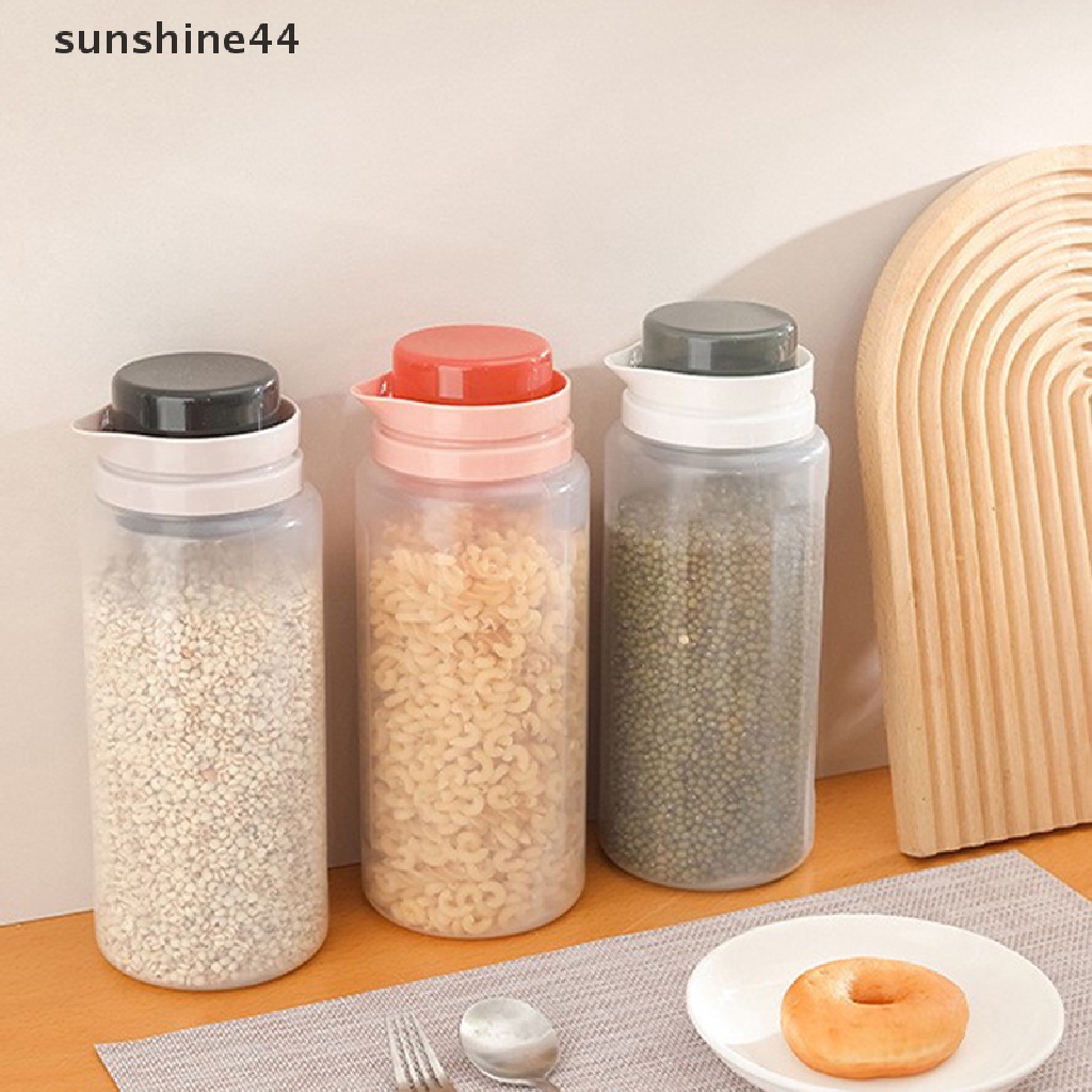 Sunshine 1.5L Toples Makanan Plastik Kue Kering Dapur Sealed Kaleng Dengan Bijian Cangkir Graduated ID