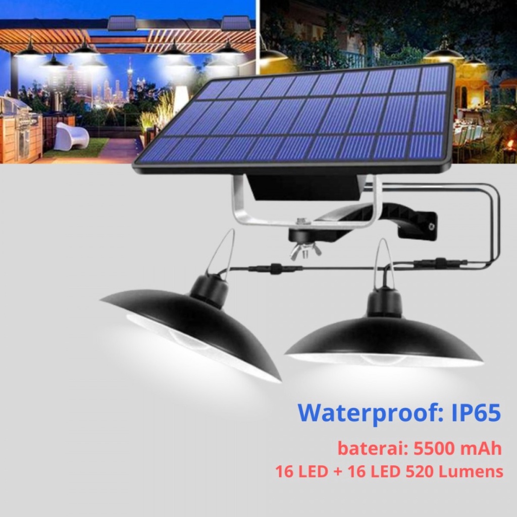 TaffLED Lampu Gantung Hias Outdoor Solar IP65 Natural White 2 Lamp