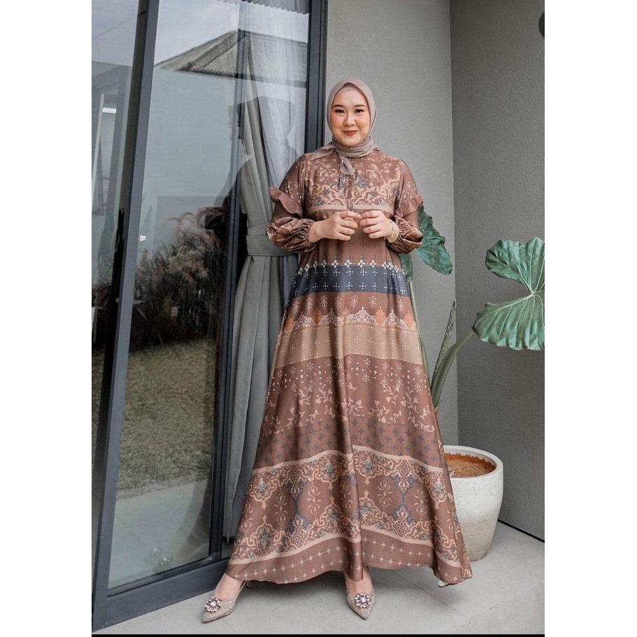 Ready Stock ✅ Dress Lebaran Gamis Muslimah Bahan Maxmara Silk Baju Gamis Dewasa Gamis 2021 Dress Wan