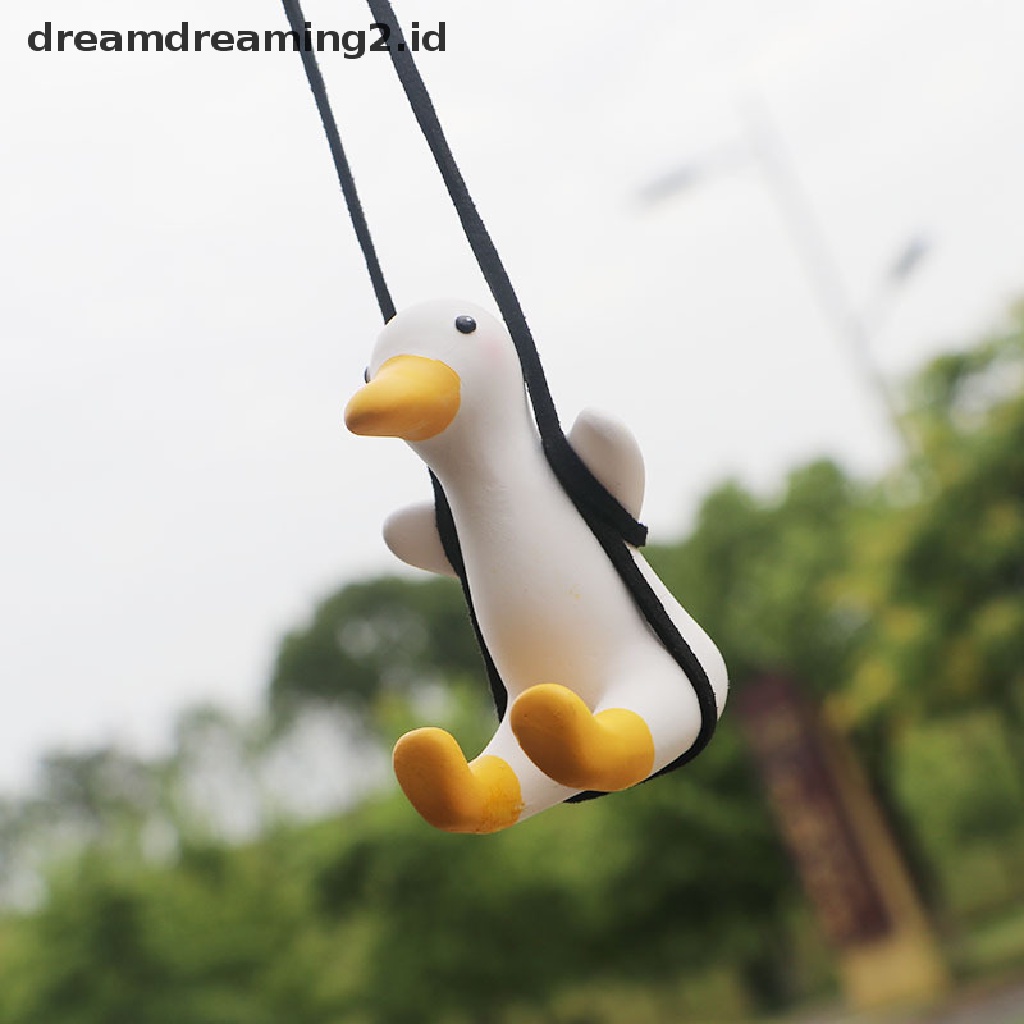 (hot) Anime Lucu Aksesoris Mobil Ayunan Bebek Liontin Kaca Spion Otomatis Ornamen//