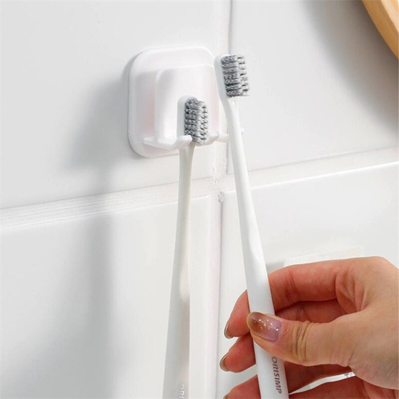 GANTUNGAN SIKAT GIGI dan GELAS Kumur Tempel 2 Slot / Toothbrush Hook Holder - LPM Shop