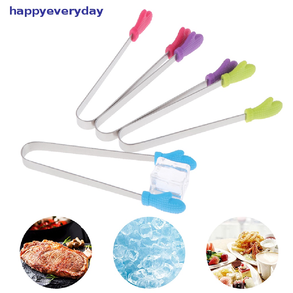 [happy] Sarung Tangan Penjepit Makanan Silikon-shaped Stainless Steel Non-slip Ice Candy Food Clip [ID]