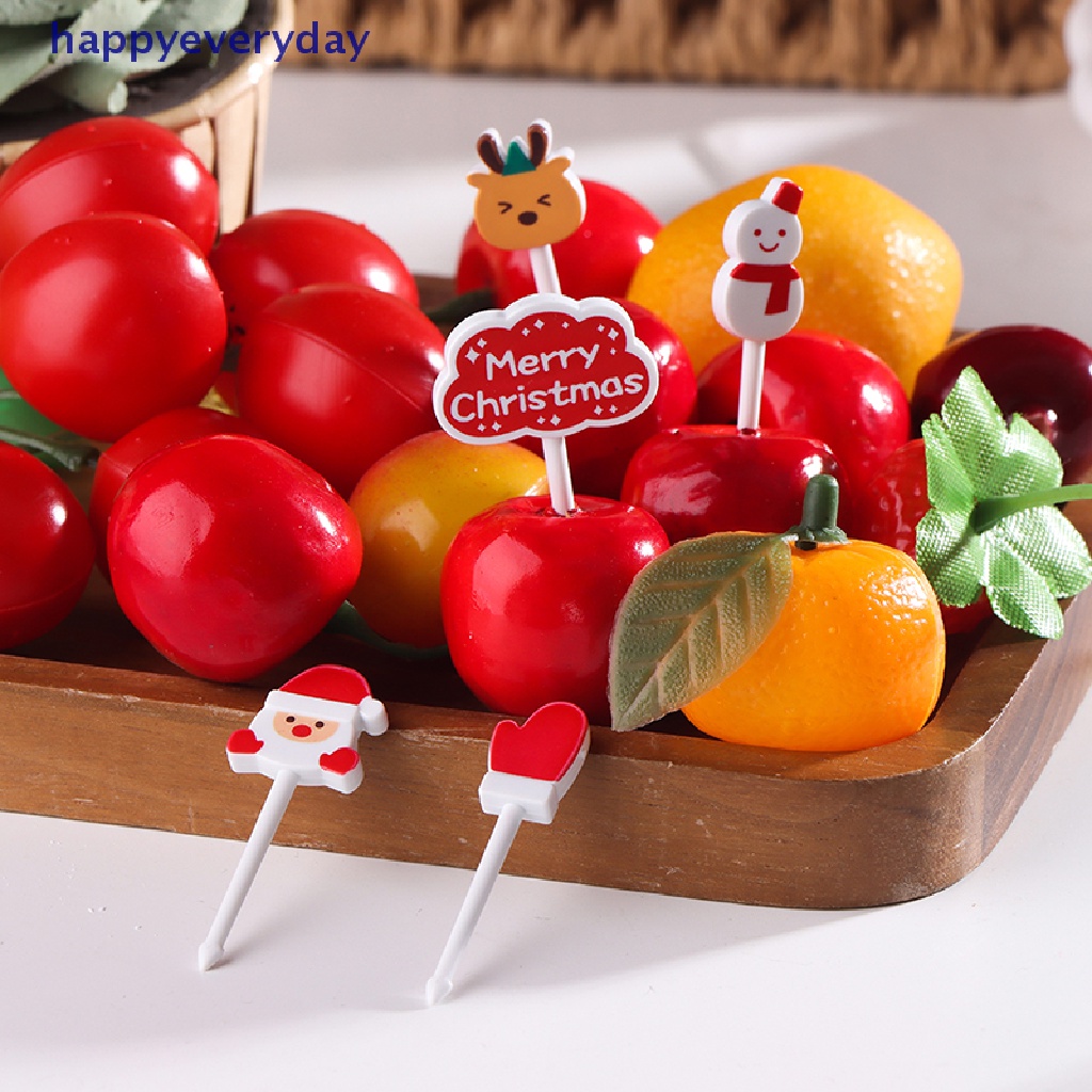 [happy] Merry Christmas Garpu Buah Kid Cake Fruit Tusuk Gigi Bento Lunch Bento Pesta [ID]
