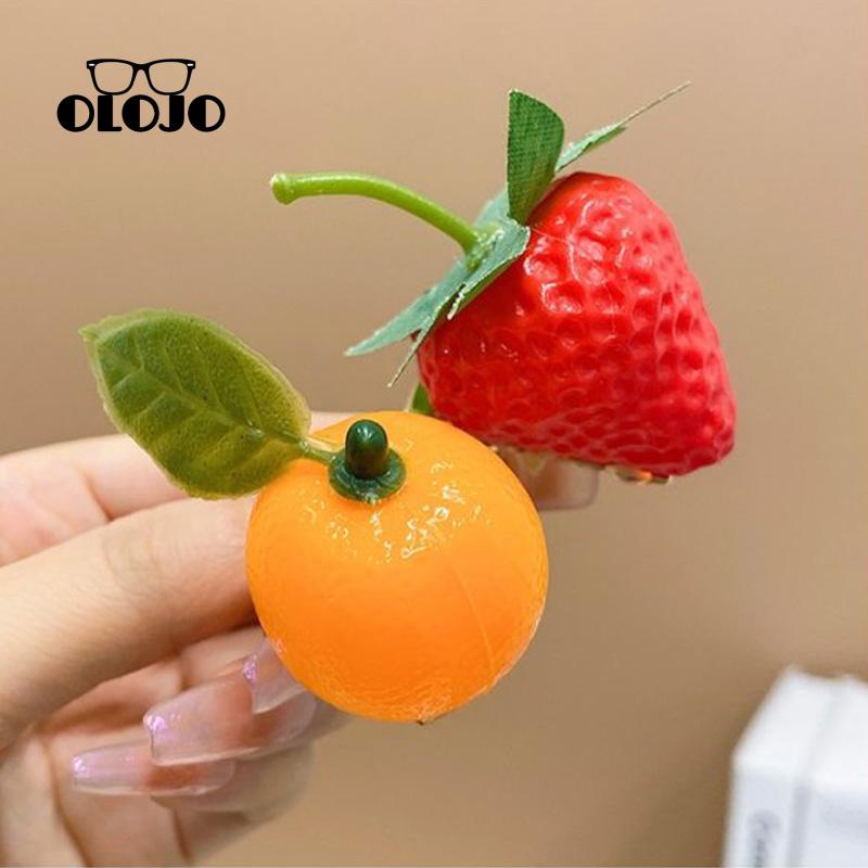 【COD】Orange Jepit Rambut Wanita Korea Manis Dan Indah Imitasi Buah strawberry hairpin Simulasi Buah Kepribadian Jepit Rambut 3D Strawberry Lucu Cute Jepit Rambut Mini