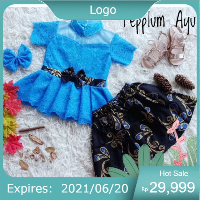 KEBAYA BROKAT /BAJU  ANAK UNIK  "' PEPPLUM AYU "' WARNA BIRU TURKISH
