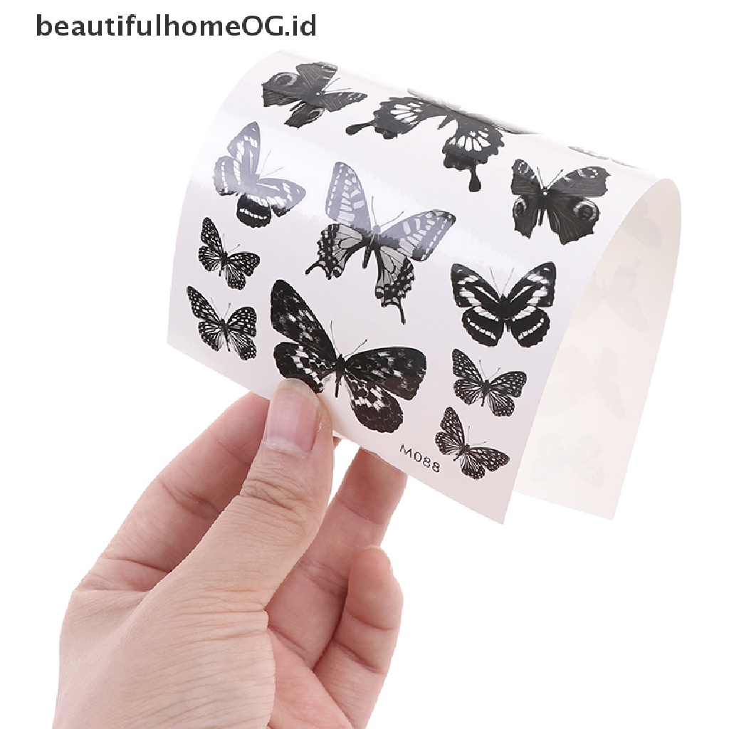 // Beauty// 1lembar Stiker Tato Temporer Tahan Air 3D Butterfly Fake Tattoo Leg Arm Art **