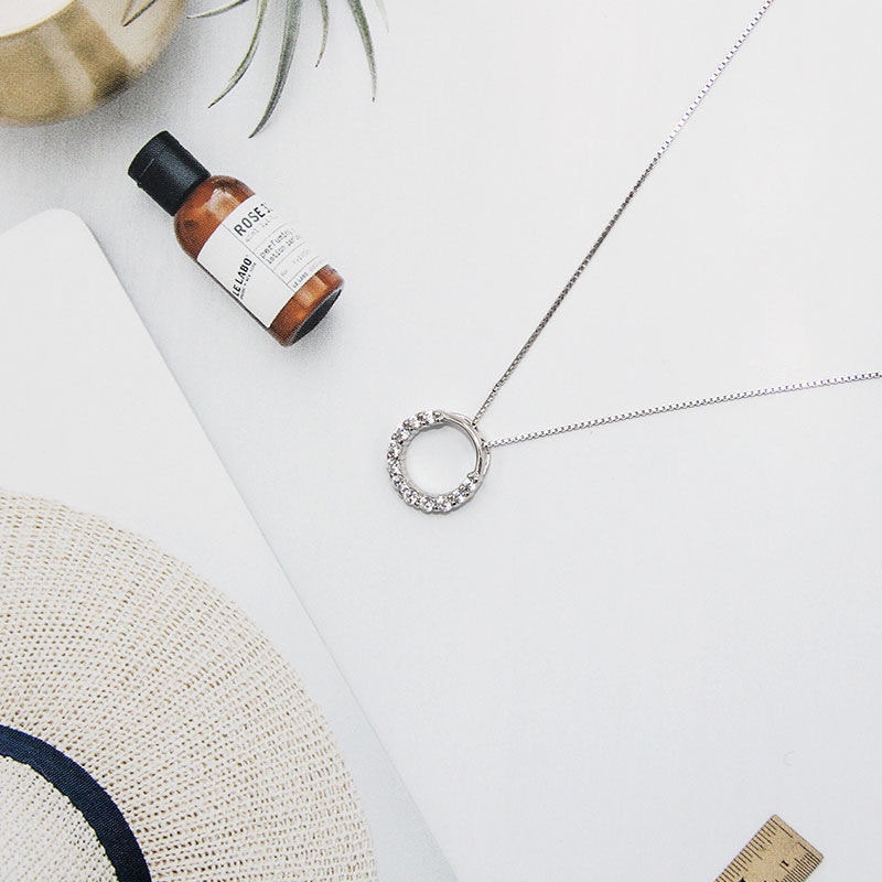 Kalung Berlian Imitasi Bulat Geometris Bahan Alloy Korea Untuk Anak Perempuan