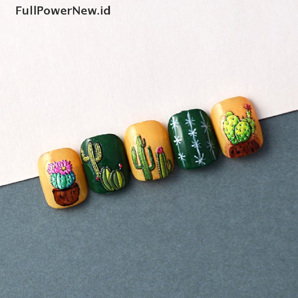 Power Nail Art Bunga Kaktus Berduri Tanaman Decals Self Adhesive Nail Decals Untuk Anak Perempuan ID