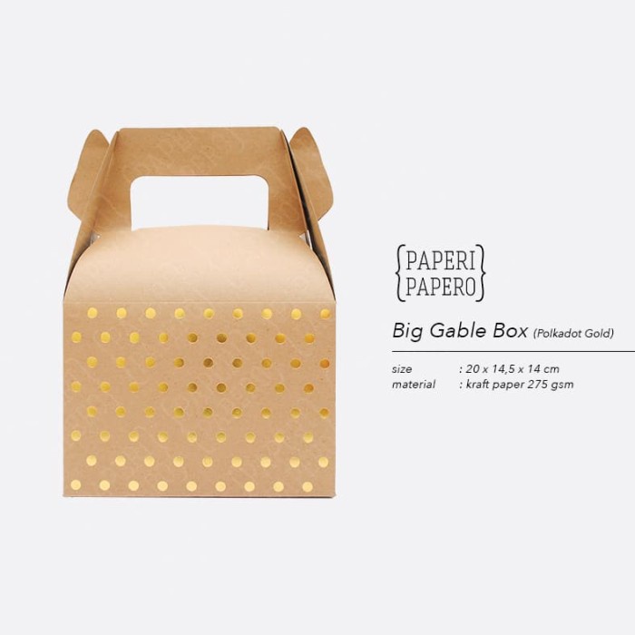 

Polkadot Gable Box by Paperi Papero - Gold