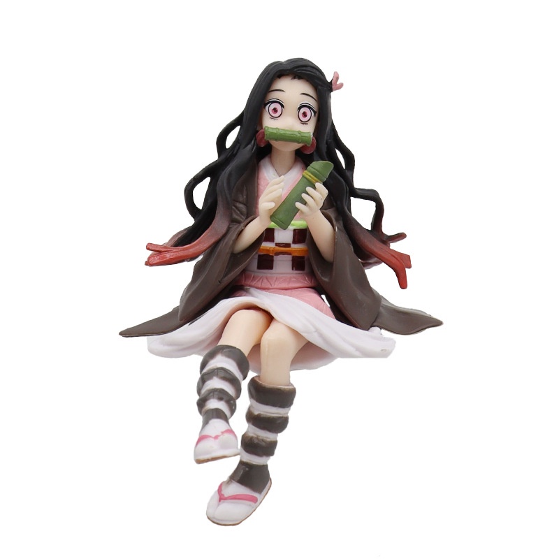 Anime Demon Slayer Duduk Makan Nasi Figure Kamado Tanjirou Sushi Nezuko Tokitou Muichirou Patung Boneka Mainan Anak Perempuan Laki-Laki Dekorasi