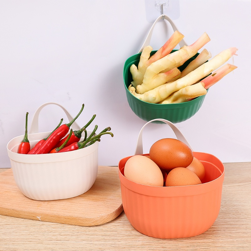 Multifungsi Hemat Tempat Bawang Putih Jahe Bawang Keranjang Perlengkapan Rumah Tangga Kamar Mandi Sekolah Tempel Dinding Organizer Instalasi Gratis Dapur Sayur Buah Keranjang Penyimpanan Dengan Kait