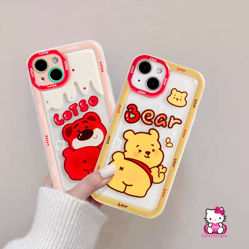 Kartun Winnie the Pooh Strawberry Bear Manyo Case Realme C35 C15 C25 C11 2021 C55 C30 C30S 7i C17 C3 C1 C2 6i 5 5i 5s C21Y C20 C33 C11 2020 C25Y C25s C20A C12 Lembut Airbag Cover