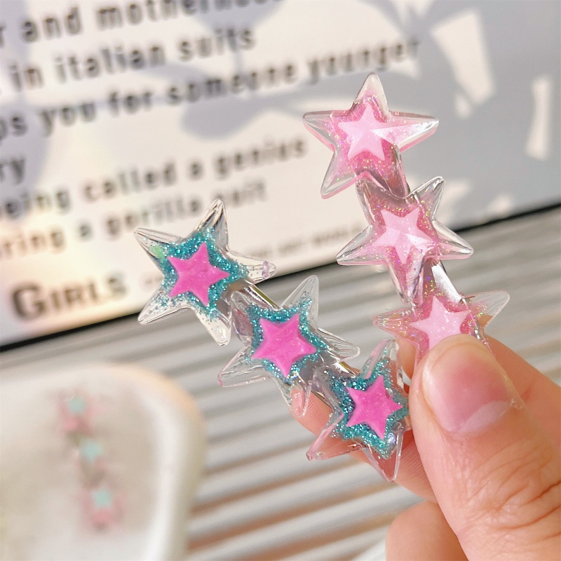 Fashion Jepit Wanita Lucu Pesona Gadis Rambut Pin Warna-Warni Jelly Aksesoris Rambut Pentagram Bintang Jepit Rambut Gaya Korea Keren Hiasan Kepala 1pc Bintang Hair Clip