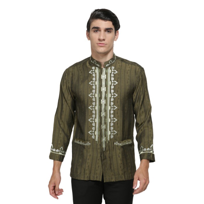 SHOHIB O&M Baju Koko Lengan PANJANG KALBANI - HIJAU MUDA, S