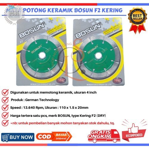 Mata Gurinda Potong Keramik BOSUN Kering 4&quot; Inch Gerinda Wheel F2 OLS BATU POTONG KERAMIK POLES Mata Gerinda Batu 4 inch BOSUN [BISA COD]