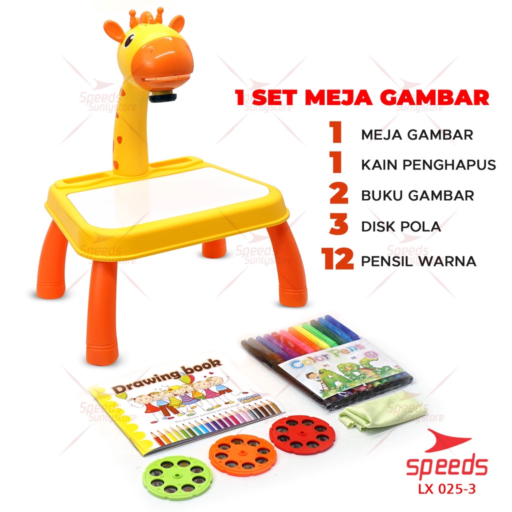 SPEEDS Meja Belajar Gambar Meja Belajar Anak Meja Gambar Anak Proyektor Melukis Mewarnai 025-3