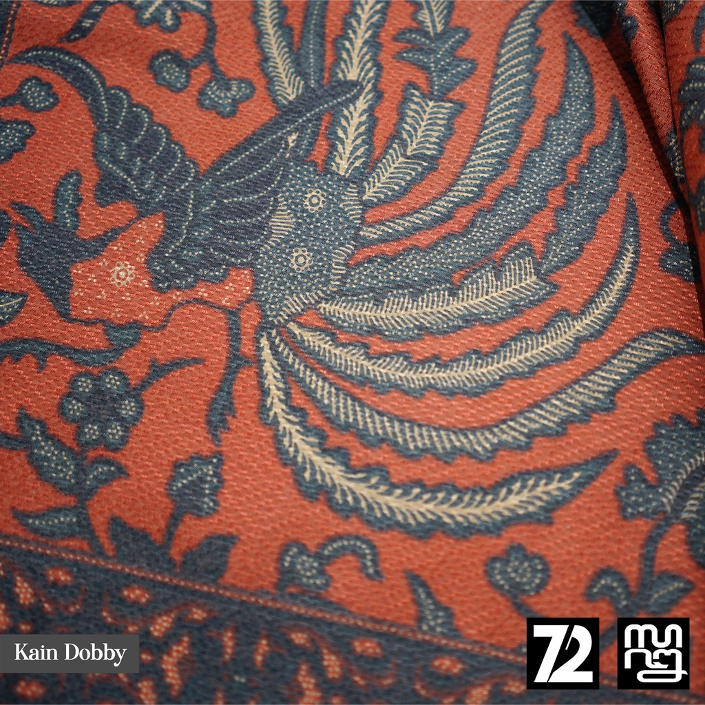 BAHAN BATIK PREMIUM Dobby Dobi Dobbi Motif Phoenix Warna Orange 723520 Cap 72 Jarik Jarit Samping Ke