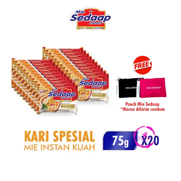 

Sedaap Mie Instan Kari Kental Spesial 75 gr x 20 pcs Free Pouch