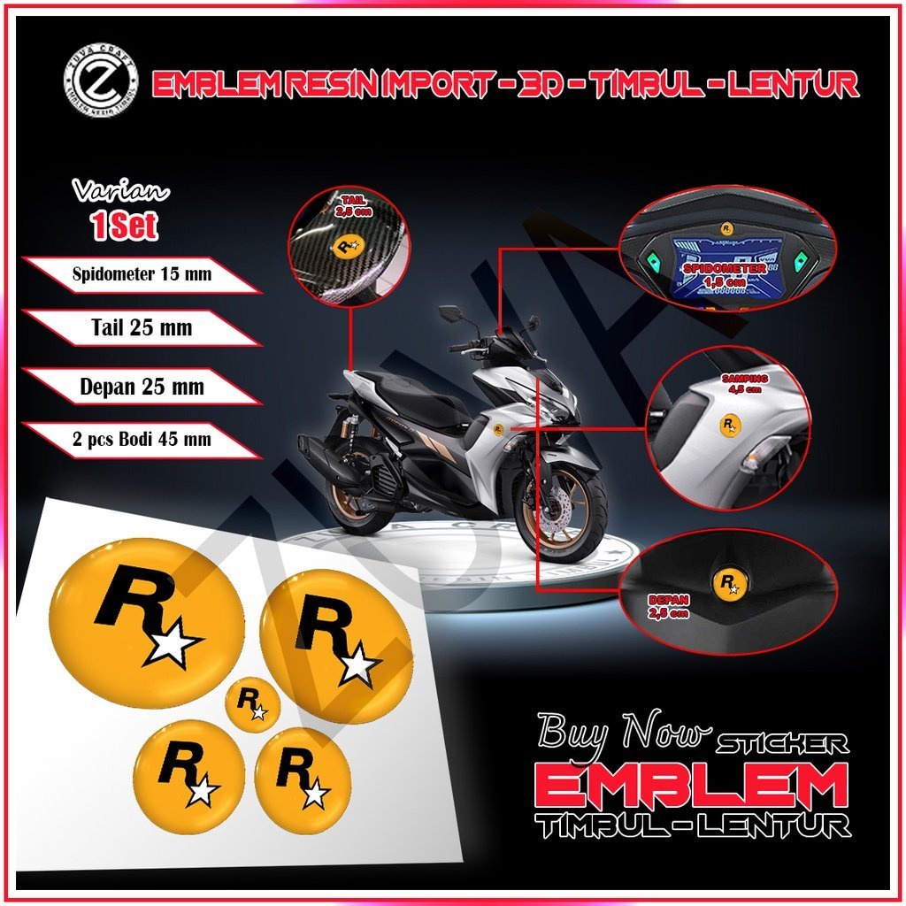 STIKER MOTOR 1 SET STIKER MOTOR LOGO ROCK STAR STIKER NMAX STIKER AEROX STIKER EMBLEM NMAX AEROX LEX