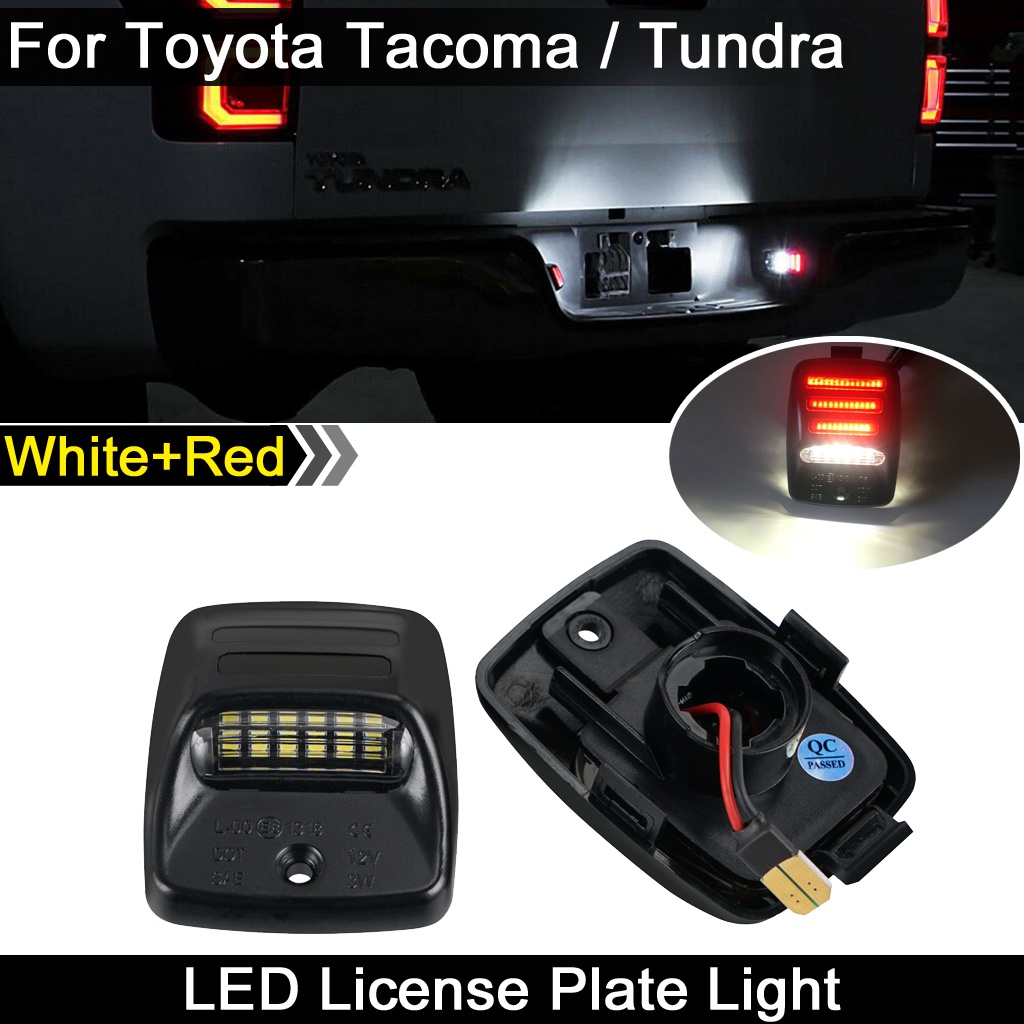 2pcs Untuk Toyota Tacoma 2005-2015 Tundra 2000-2013 Merah+Putih Lampu Plat Nomor LED Plat Lampu