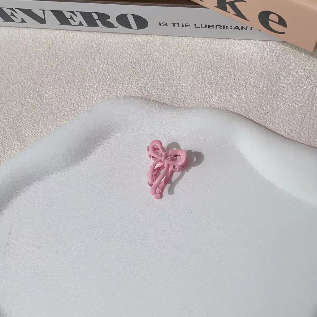 Pink Bow Hair Clip Female Terompet Grabbing Poni Clip Aksesoris Rambut Manis