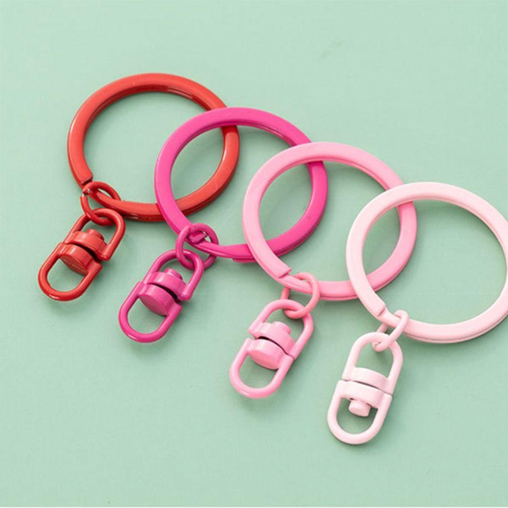 Mxbeauty Rotating Key Buckle Diy Pendant 10pcs Candy Color Perhiasan Diy Warna Murni Sederhana Keyring Aksesori