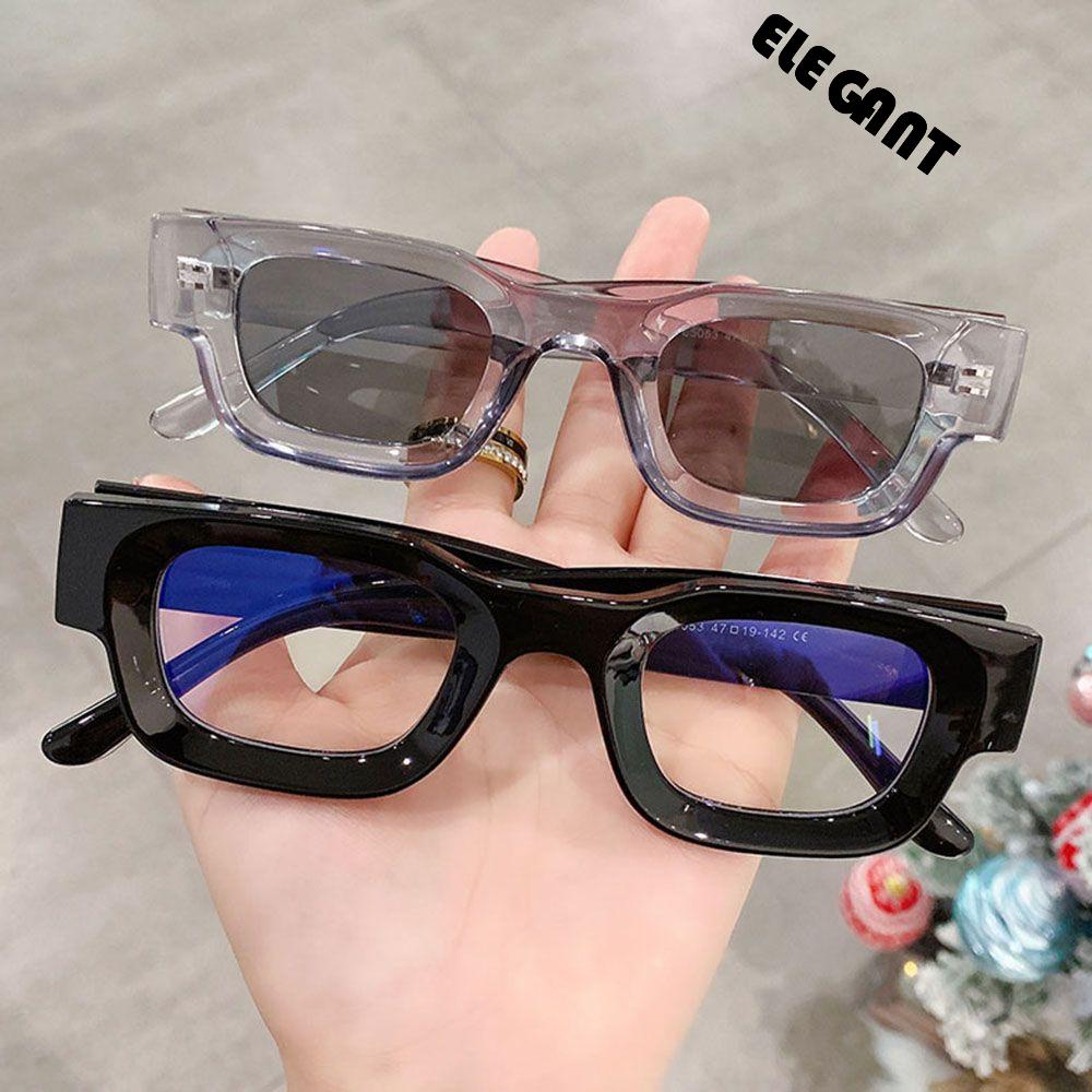 [Elegan] Kacamata Hitam Persegi Klasik Hip Hop Perlindungan Kacamata Pria Wanita Vintage Eyewear Women Glasses